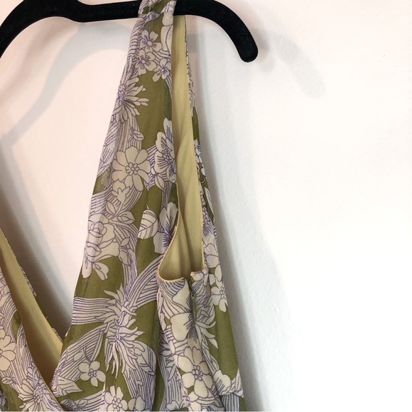 London Times Floral Tiered Ruffle Lettuce Hem Midi Dress - Picture 7 of 9